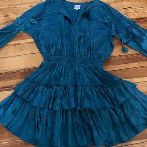 Misa Los angeles Blue Dress with floral pattern